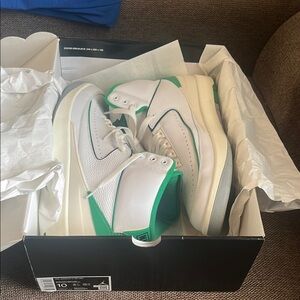 Men's White and Green Sneakers